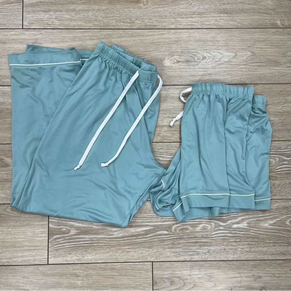 Born Light Teal Lounge Pants and Shorts with Drawstring Waist, large